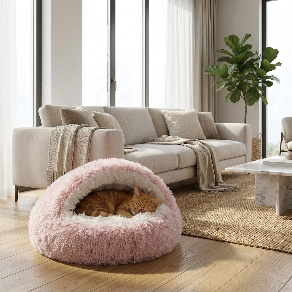 LUMI Plush Cozy Cat Bed