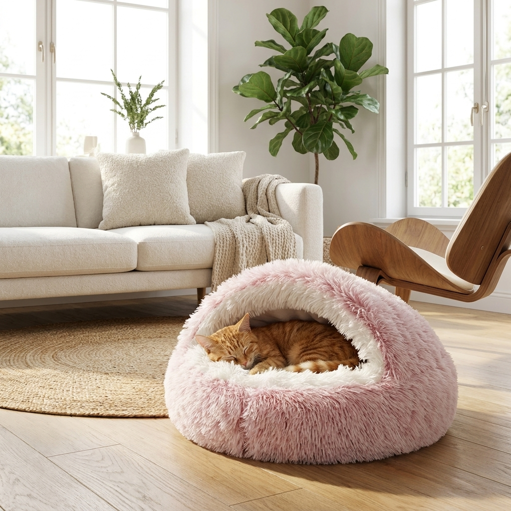 LUMI Plush Cozy Cat Bed